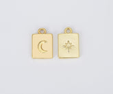 18K Gold Filled Crescent Moon and Star Charm, Gold Charm Pendant, Moon Charm Pendant, Moon Star Celestial Jewelry, 10mm, CP1177